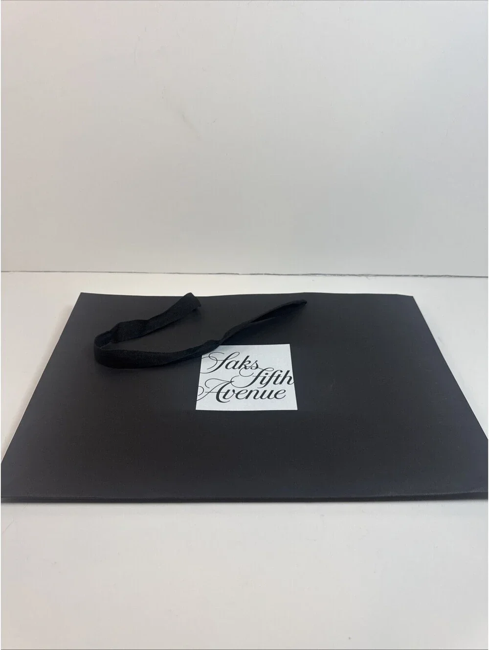 Saks Fifth Avenue Signature Paper Black Shopping Bag  Handle 17”x11.5”x 6